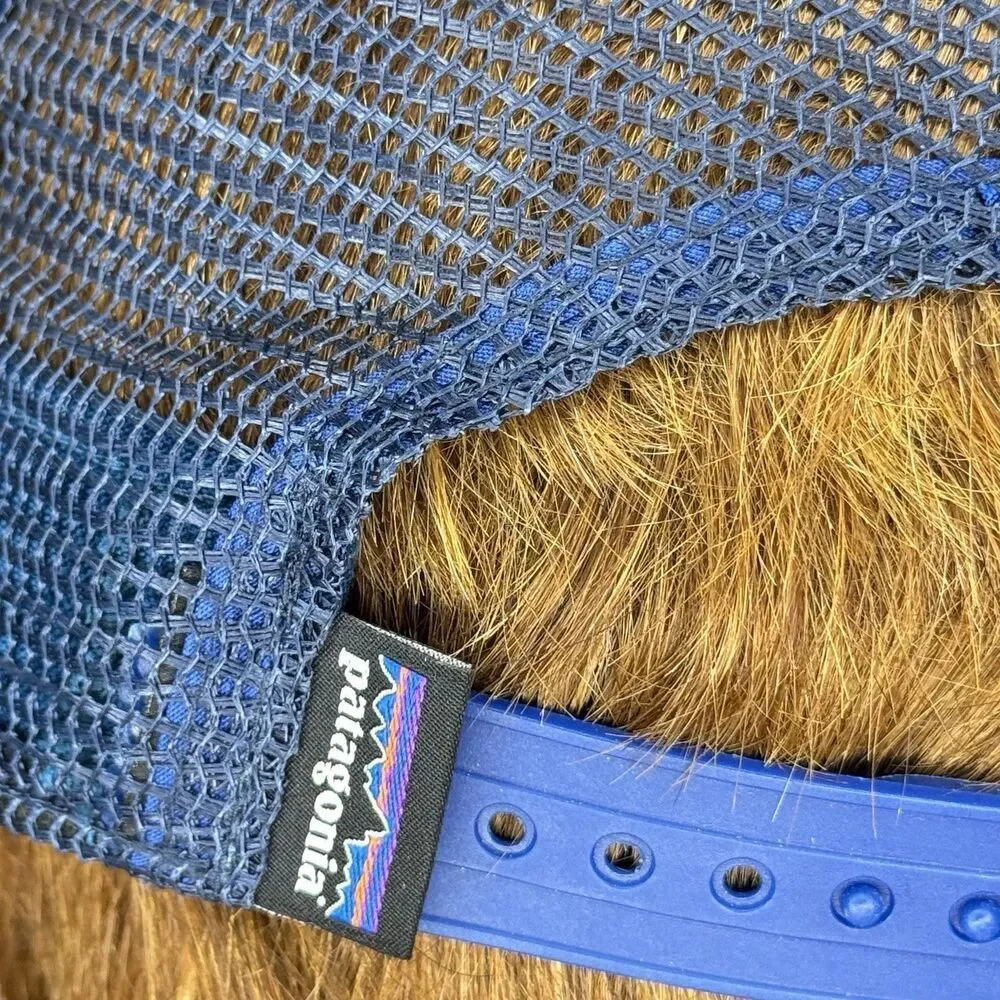 Patagonia Blue Logo Trucker Hat Snapback Navy Mesh Baseball Cap Super Nice